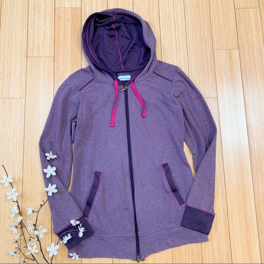 Columbia Zip Front Purple Hoodie Sweatshirt, S.